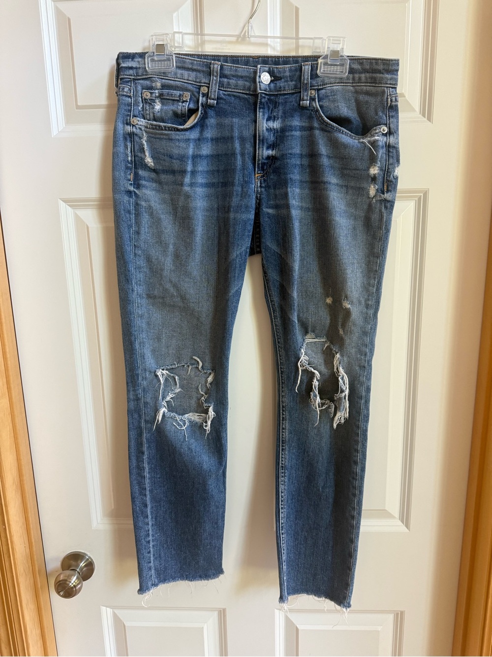 Rag and bone Distressed Women's Blue Jeans - Classic Ripped Straight Leg size 27